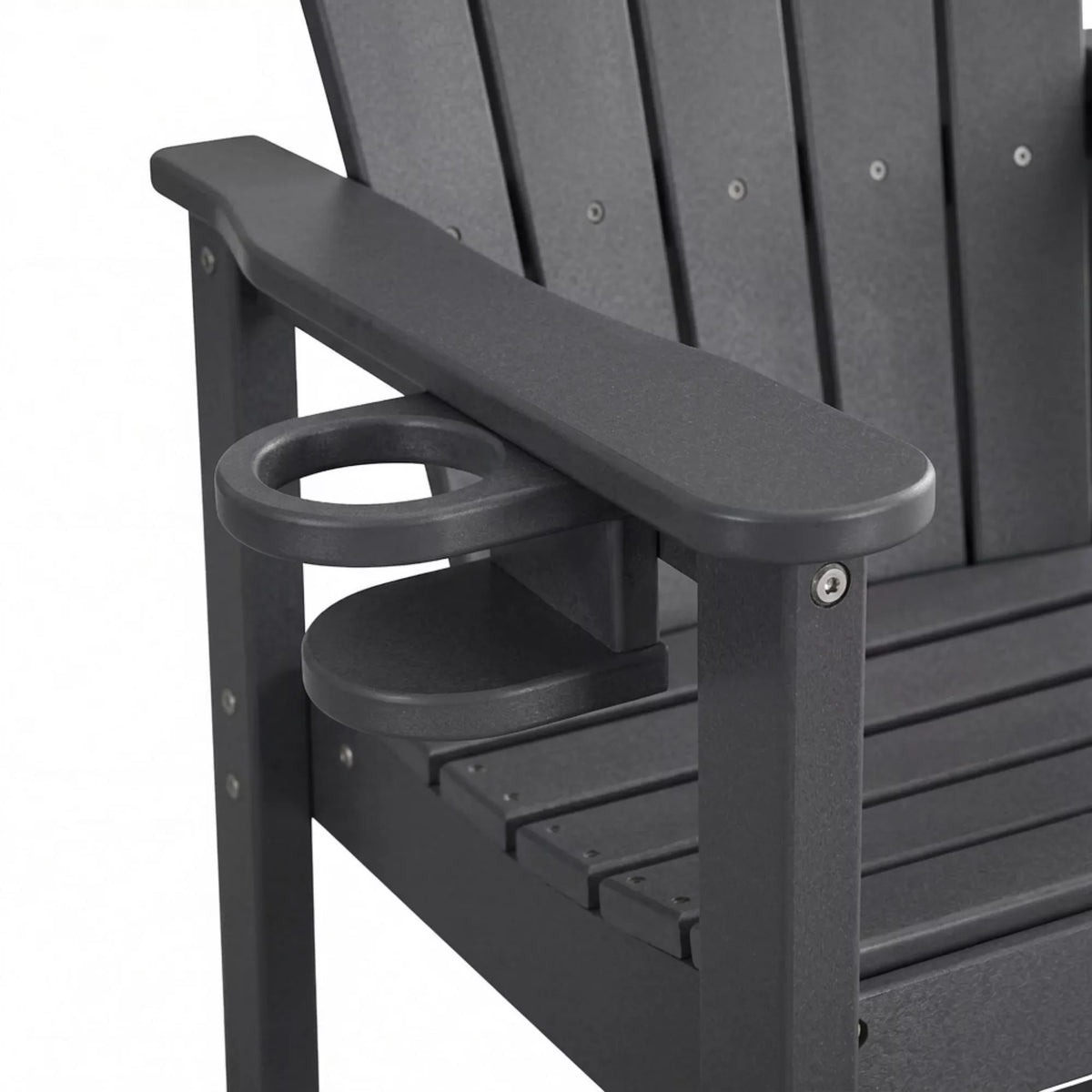 URTR Tall Plastic Adirondack Bar Chair with Cup Holder & Armrests – Outdoor Patio Barstool