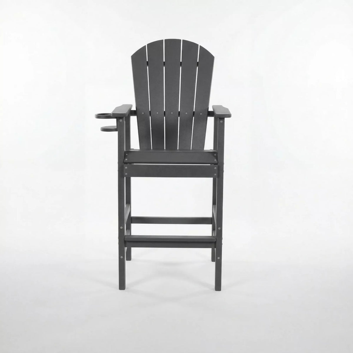 URTR Tall Plastic Adirondack Bar Chair with Cup Holder & Armrests – Outdoor Patio Barstool