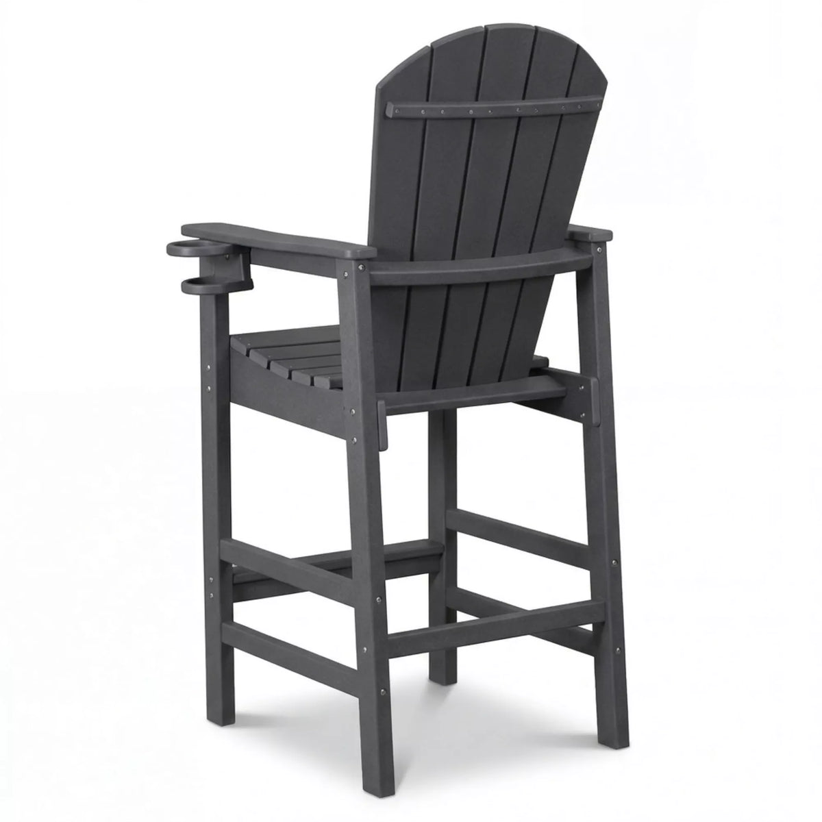 URTR Tall Plastic Adirondack Bar Chair with Cup Holder & Armrests – Outdoor Patio Barstool