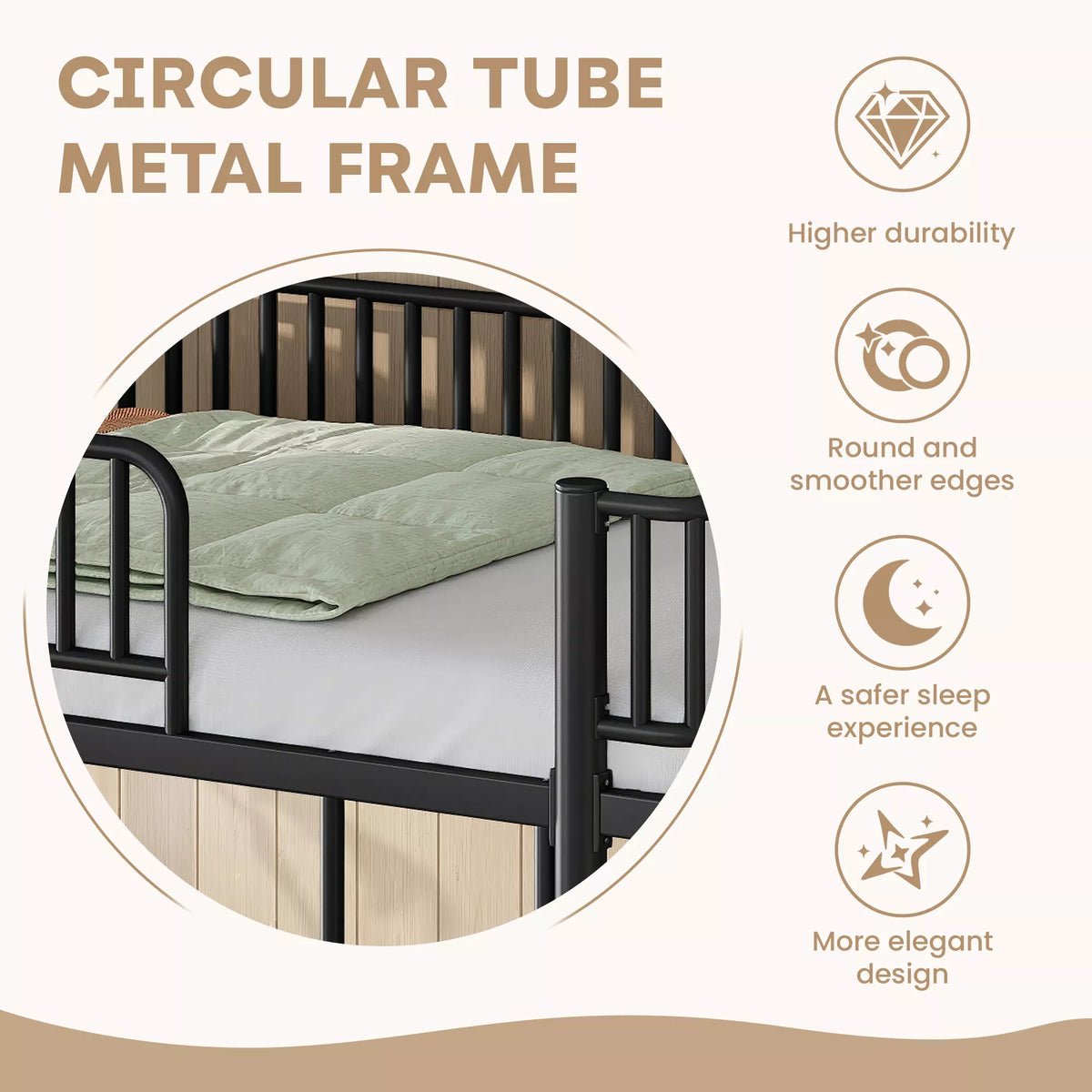 URTR Metal Bunk Bed with Guardrails & Ladder, Convertible Bunk Bed Frame Transforms into 2 Platform Beds