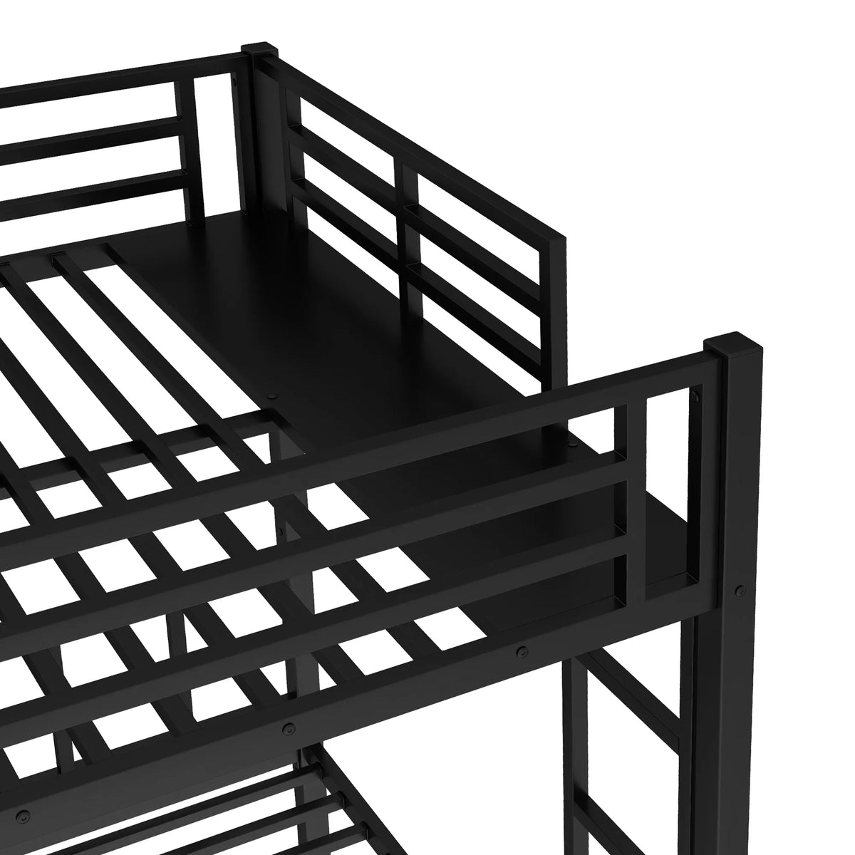 URTR Triple Bunk Bed for Kids, Detachable Metal Bunk Bed with Guardrails, Ladder & Storage, Converts to 3 Separate Beds