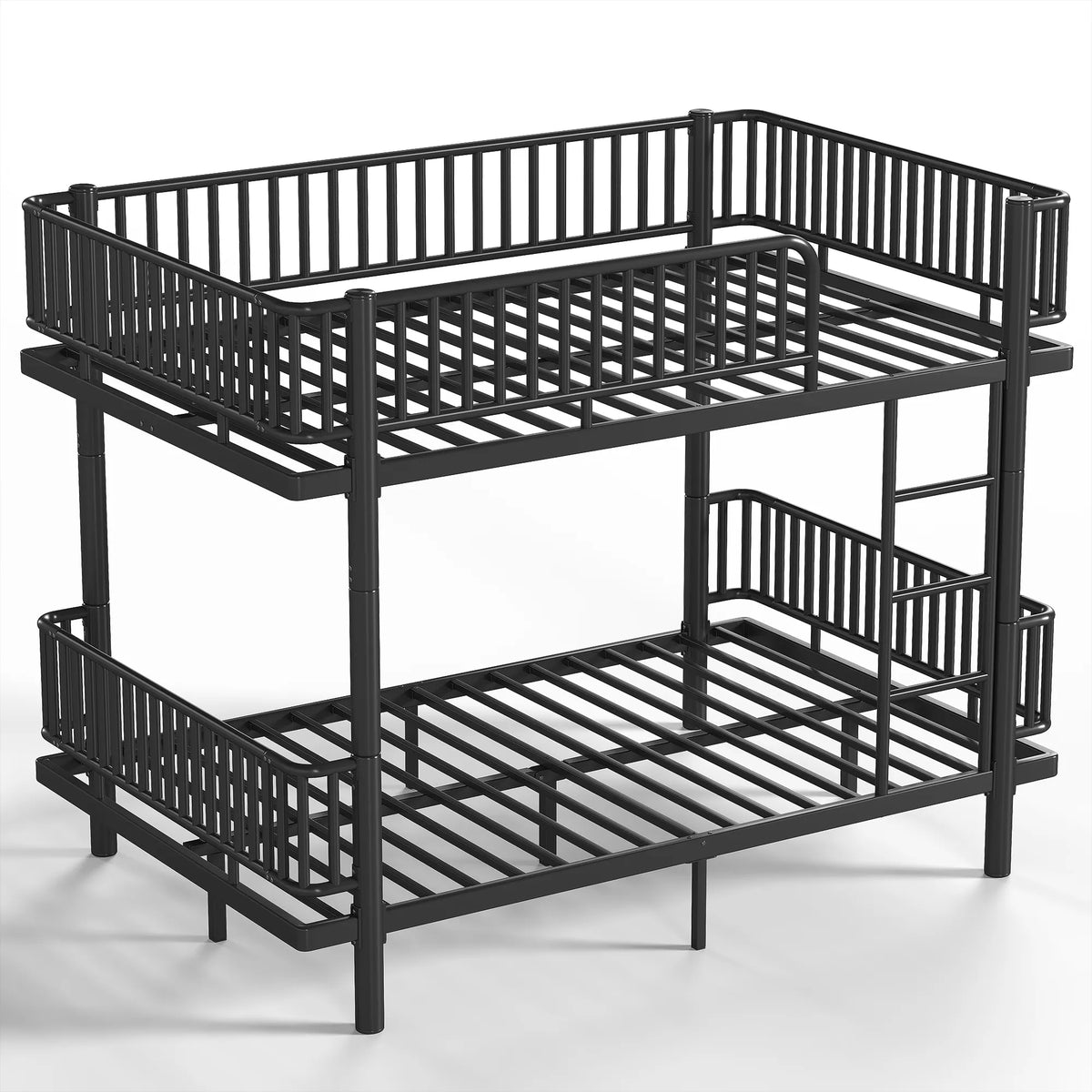 URTR Metal Bunk Bed with Guardrails & Ladder, Convertible Bunk Bed Frame Transforms into 2 Platform Beds