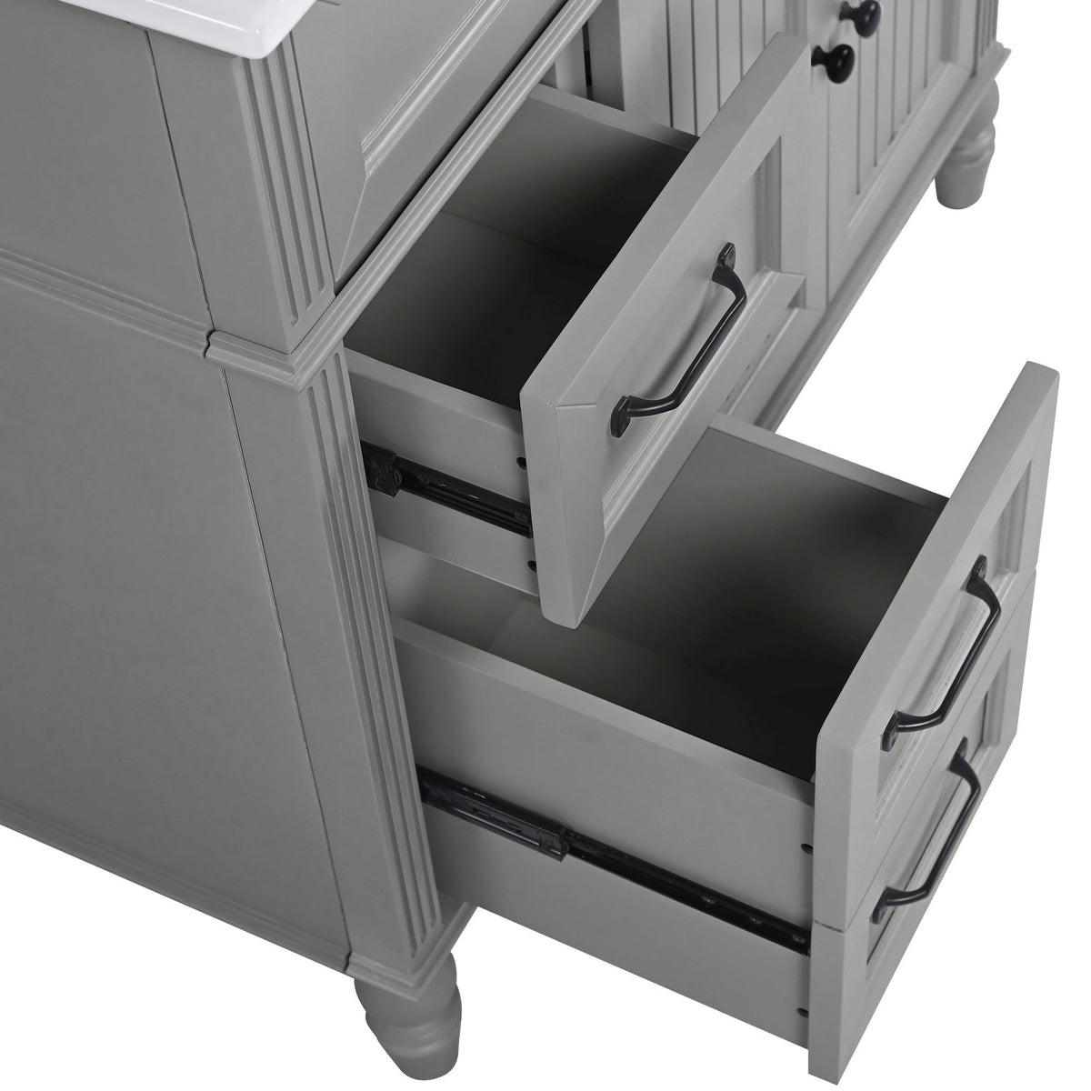 Bellemave® 36in Vintage Style Bathroom Vanity Cabinet with Sink, Storage Drawers & Cabinet, Small Single Bath Storage Vanity Sink Set - Bellemave