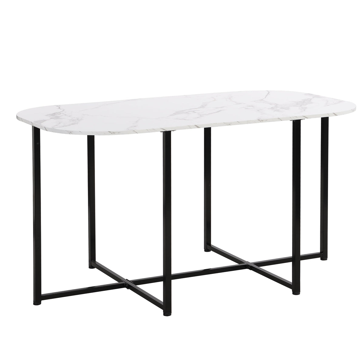 Bellemave® Dining Room Table Set with Chairs for Saving Space,55Inch Kitchen Table Set for 6, Black+White - Bellemave