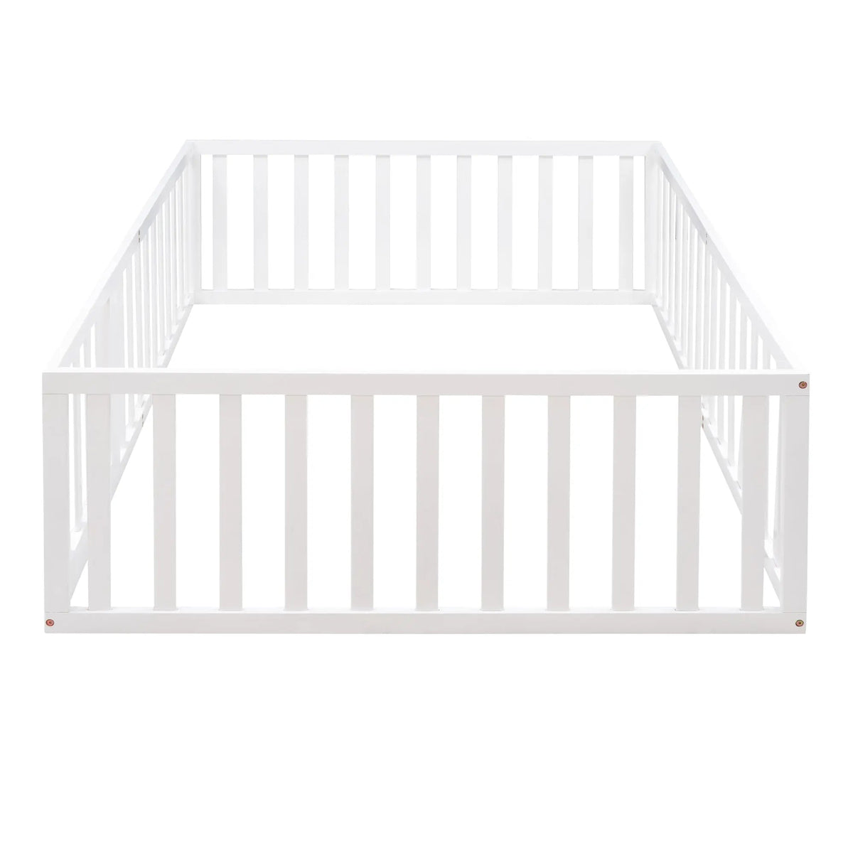 Bellemave® Full Size Wood Floor Bed Frame with Fence and Door - Bellemave