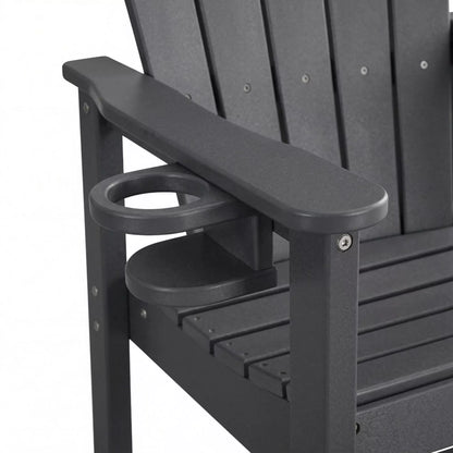 URTR Tall Plastic Adirondack Bar Chair with Cup Holder & Armrests – Outdoor Patio Barstool