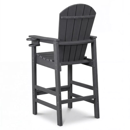 URTR Tall Plastic Adirondack Bar Chair with Cup Holder & Armrests – Outdoor Patio Barstool