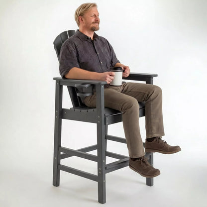 URTR Tall Plastic Adirondack Bar Chair with Cup Holder & Armrests – Outdoor Patio Barstool