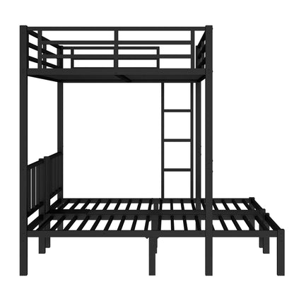 URTR Triple Bunk Bed for Kids, Detachable Metal Bunk Bed with Guardrails, Ladder & Storage, Converts to 3 Separate Beds