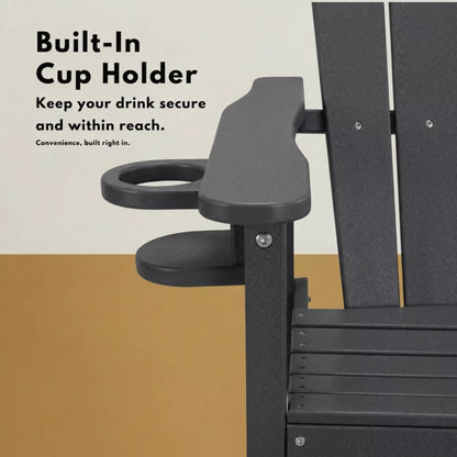 URTR Tall Plastic Adirondack Bar Chair with Cup Holder & Armrests – Outdoor Patio Barstool