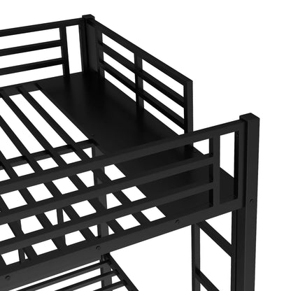 URTR Triple Bunk Bed for Kids, Detachable Metal Bunk Bed with Guardrails, Ladder & Storage, Converts to 3 Separate Beds