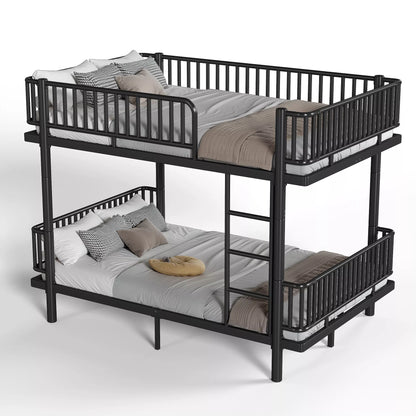 URTR Metal Bunk Bed with Guardrails & Ladder, Convertible Bunk Bed Frame Transforms into 2 Platform Beds