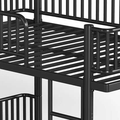 URTR Metal Bunk Bed with Guardrails & Ladder, Convertible Bunk Bed Frame Transforms into 2 Platform Beds