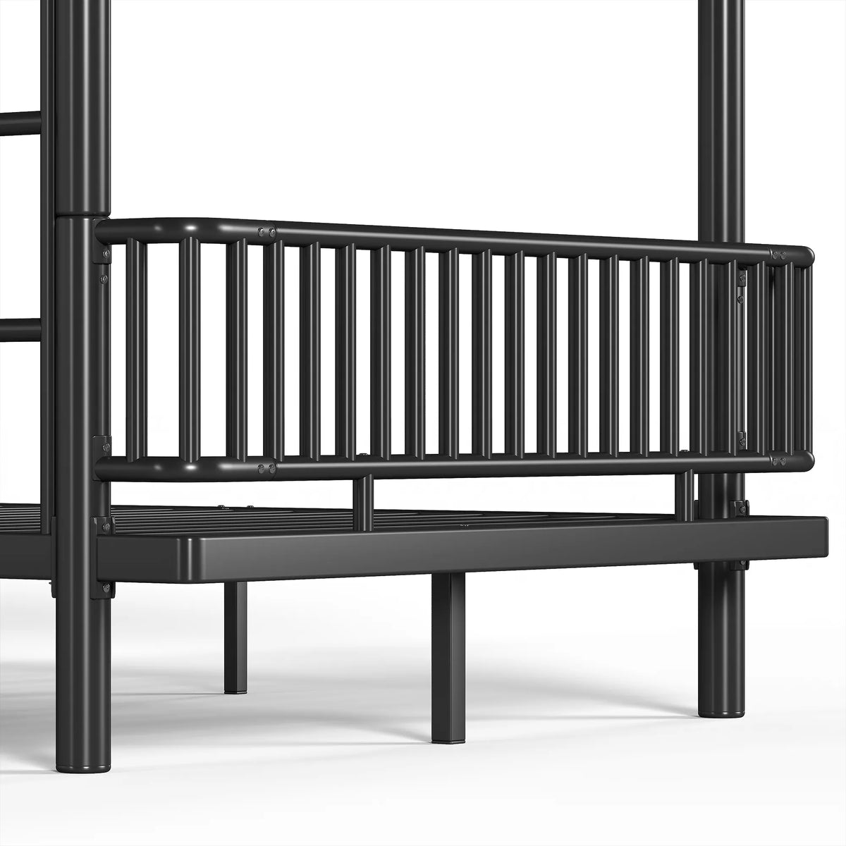 URTR Metal Bunk Bed with Guardrails & Ladder, Convertible Bunk Bed Frame Transforms into 2 Platform Beds