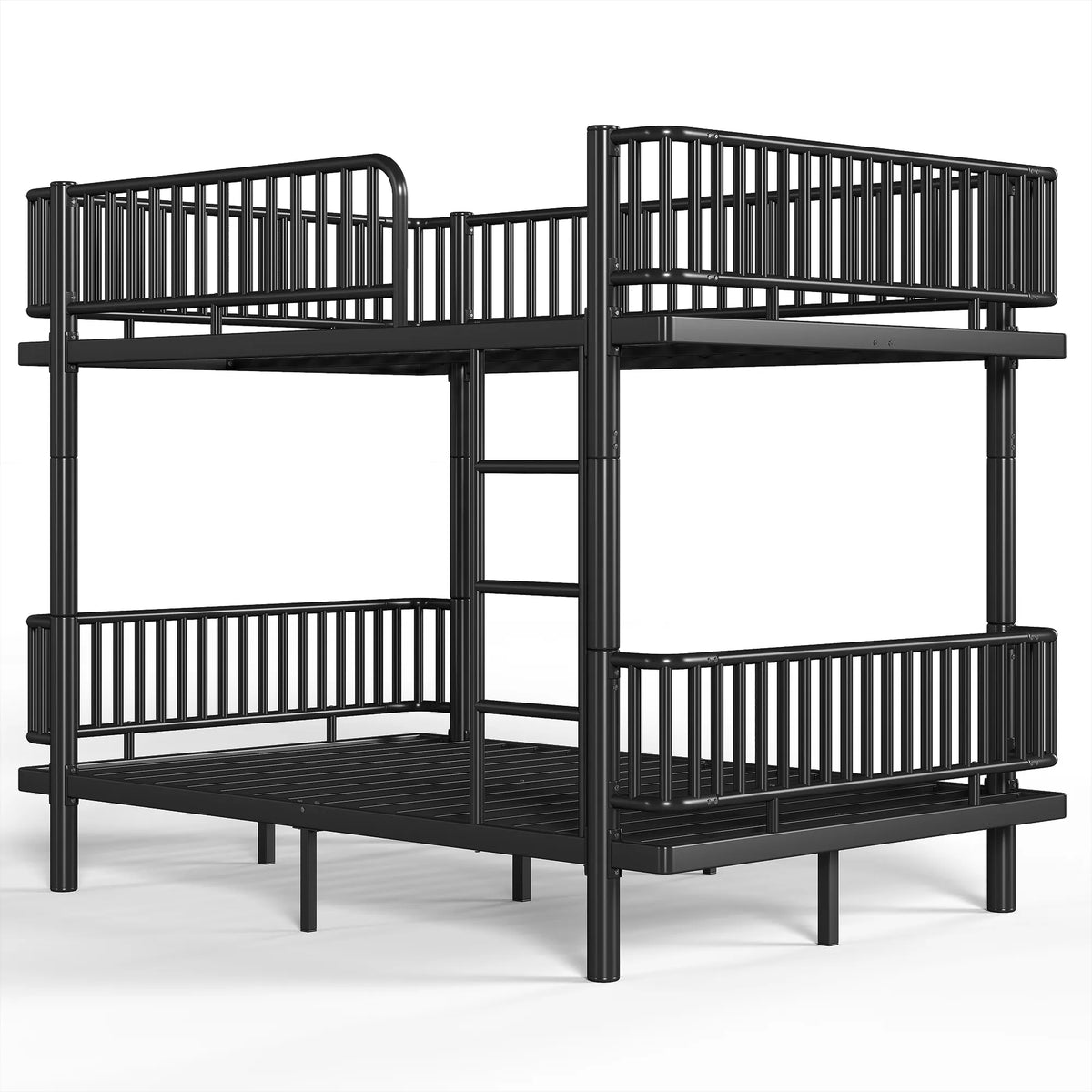 URTR Metal Bunk Bed with Guardrails & Ladder, Convertible Bunk Bed Frame Transforms into 2 Platform Beds