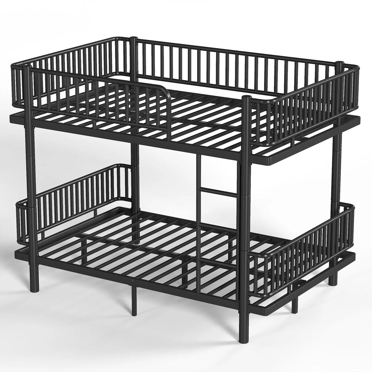URTR Metal Bunk Bed with Guardrails & Ladder, Convertible Bunk Bed Frame Transforms into 2 Platform Beds