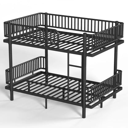 URTR Metal Bunk Bed with Guardrails & Ladder, Convertible Bunk Bed Frame Transforms into 2 Platform Beds