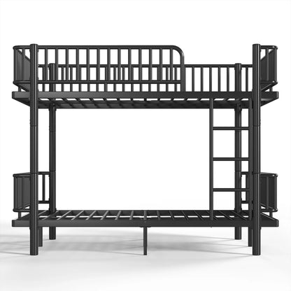 URTR Metal Bunk Bed with Guardrails & Ladder, Convertible Bunk Bed Frame Transforms into 2 Platform Beds