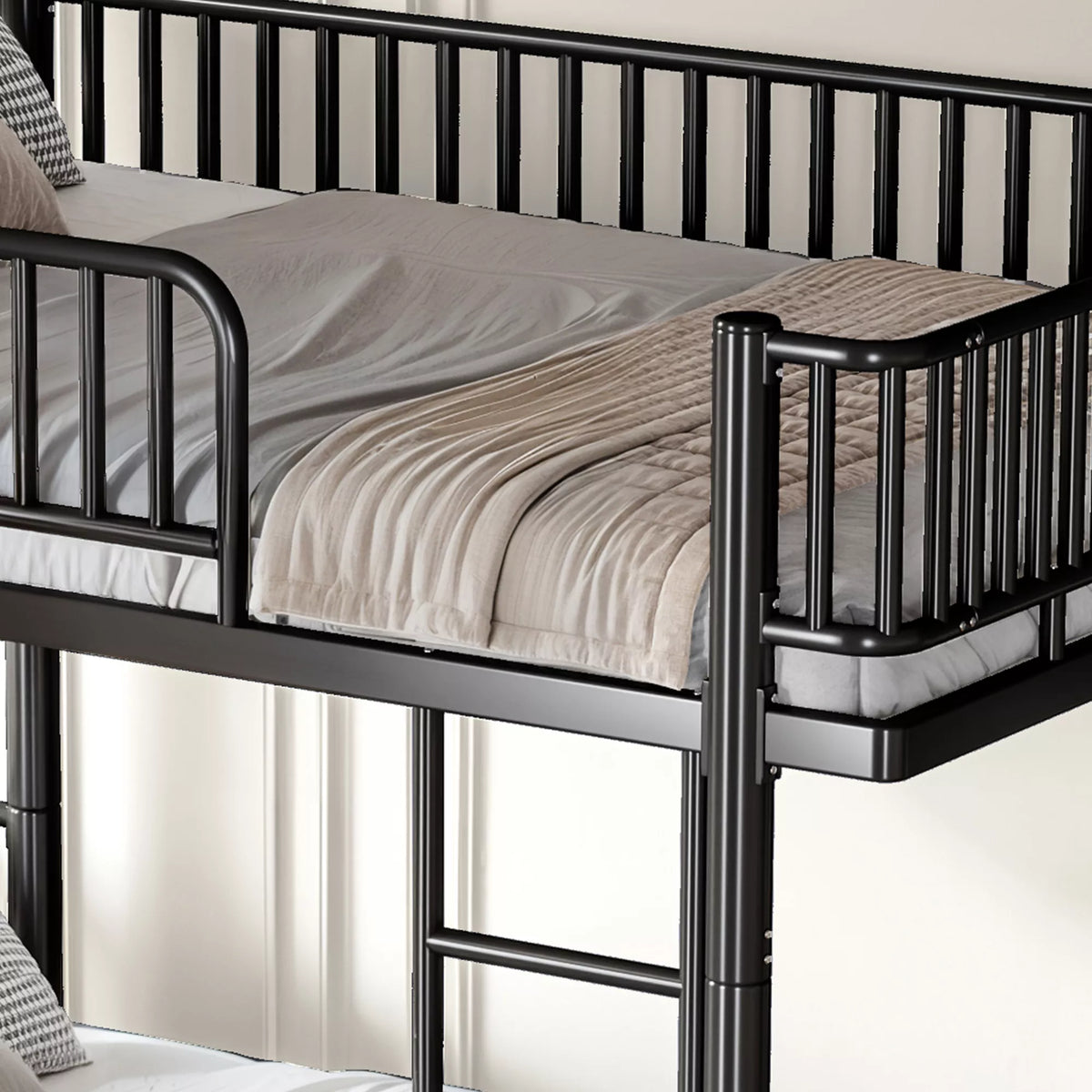 URTR Metal Bunk Bed with Guardrails & Ladder, Convertible Bunk Bed Frame Transforms into 2 Platform Beds