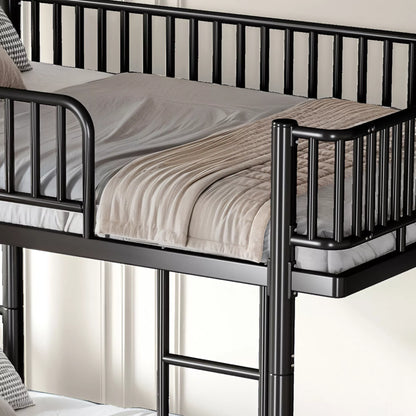 URTR Metal Bunk Bed with Guardrails & Ladder, Convertible Bunk Bed Frame Transforms into 2 Platform Beds