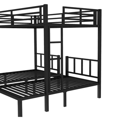 URTR Triple Bunk Bed for Kids, Detachable Metal Bunk Bed with Guardrails, Ladder & Storage, Converts to 3 Separate Beds
