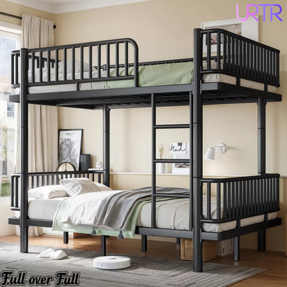 URTR Metal Bunk Bed with Guardrails & Ladder, Convertible Bunk Bed Frame Transforms into 2 Platform Beds
