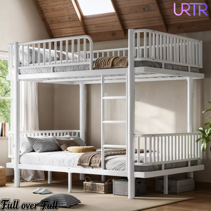 URTR Metal Bunk Bed with Guardrails & Ladder, Convertible Bunk Bed Frame Transforms into 2 Platform Beds