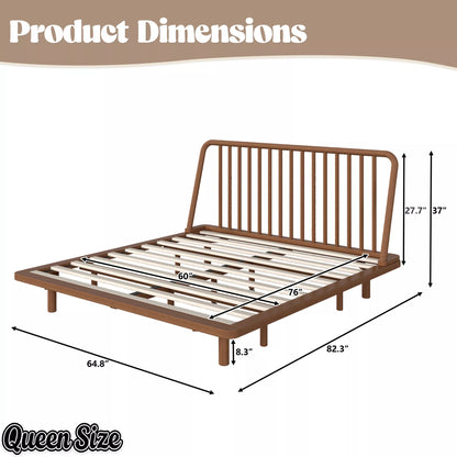Queen Brown Bamboo Platform Bed Dimensions