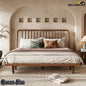 Queen Brown Bamboo Platform Bed Front View