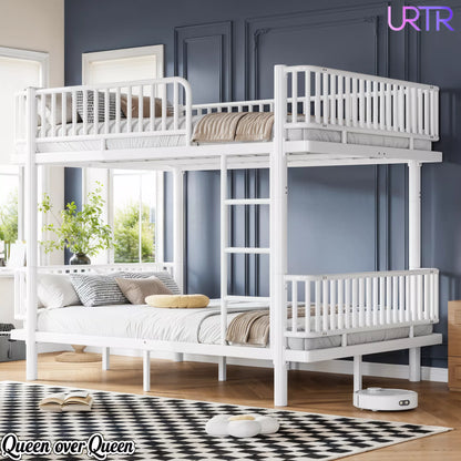 URTR Metal Bunk Bed with Guardrails & Ladder, Convertible Bunk Bed Frame Transforms into 2 Platform Beds
