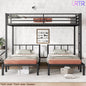 URTR Triple Bunk Bed for Kids, Detachable Metal Bunk Bed with Guardrails, Ladder & Storage, Converts to 3 Separate Beds