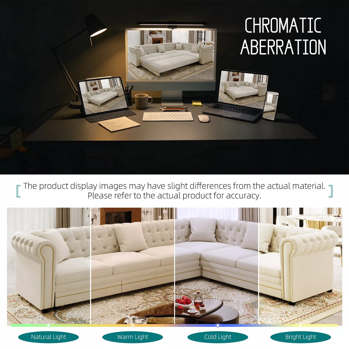 URTR L-Shaped Sleeper Sofa with Pull Out Bed, Convertible Velvet Sectional Couch with Deep Seating and Chesterfield Style