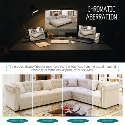 URTR L-Shaped Sleeper Sofa with Pull Out Bed, Convertible Velvet Sectional Couch with Deep Seating and Chesterfield Style