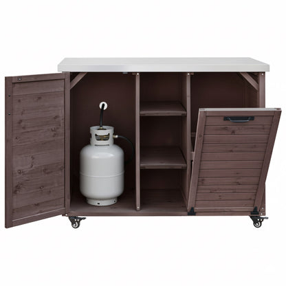 Bellemave® 78.3" Outdoor Kitchen Island with Foldable Grill Table, Solid Wood Grill Cart with Storage & Stainless Steel Top, Bar Cart for Lawn & Garden, Black - Bellemave