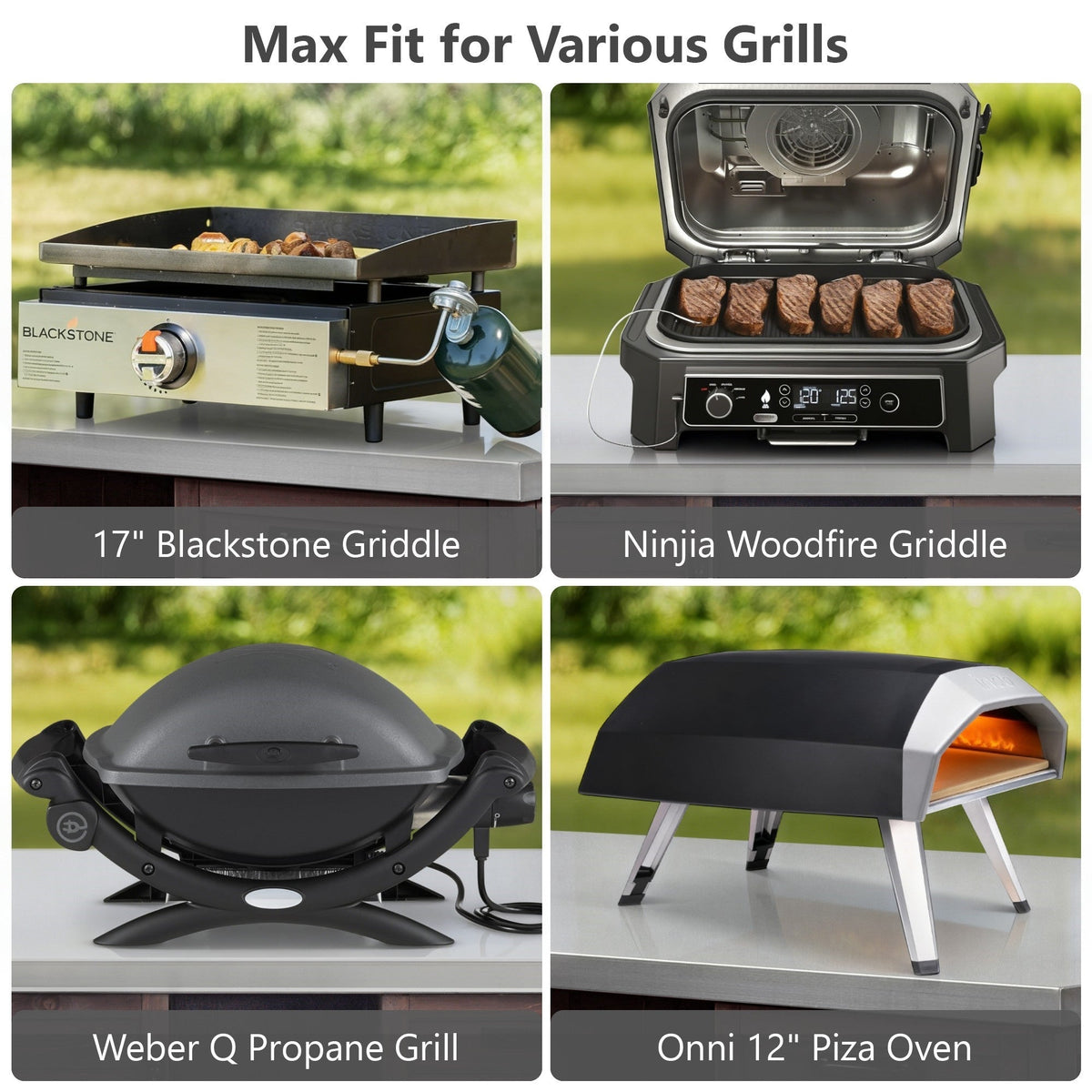 Bellemave® 78.3" Outdoor Kitchen Island with Foldable Grill Table, Solid Wood Grill Cart with Storage & Stainless Steel Top, Bar Cart for Lawn & Garden, Black - Bellemave