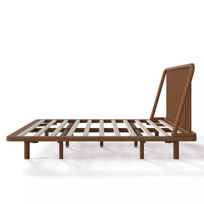 Bellemave® Bamboo Platform Bed Frame with Headboard, Slanted Slat Design and Support Slats - Bellemave