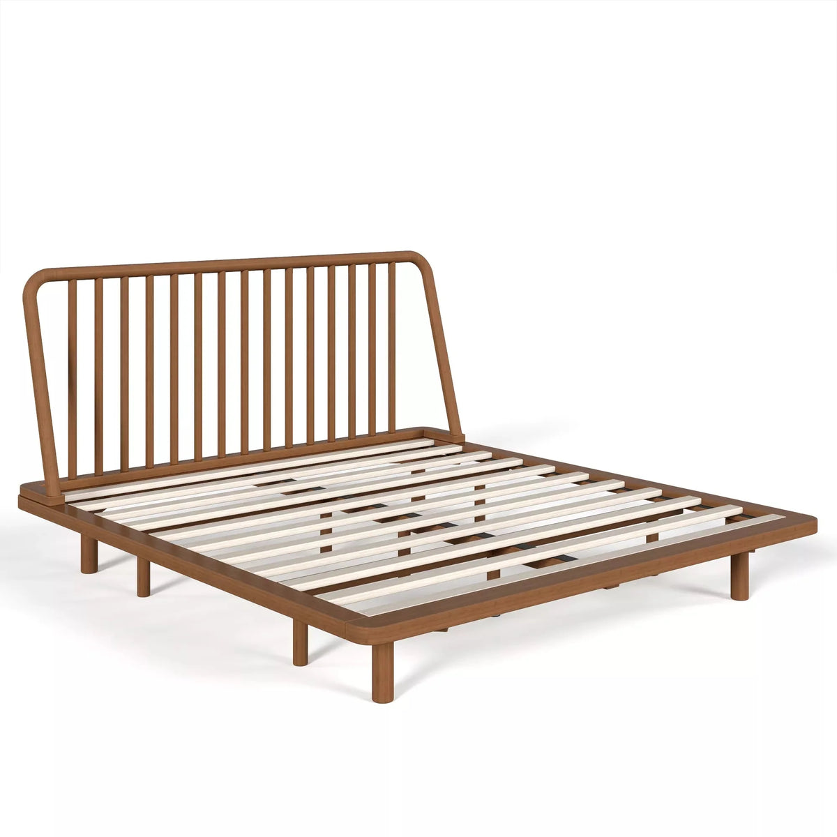 Bellemave® Bamboo Platform Bed Frame with Headboard, Slanted Slat Design and Support Slats - Bellemave