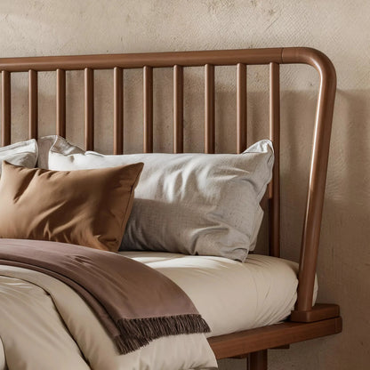 Bellemave® Bamboo Platform Bed Frame with Headboard, Slanted Slat Design and Support Slats - Bellemave