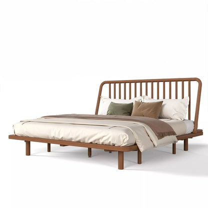 Bellemave® Bamboo Platform Bed Frame with Headboard, Slanted Slat Design and Support Slats - Bellemave