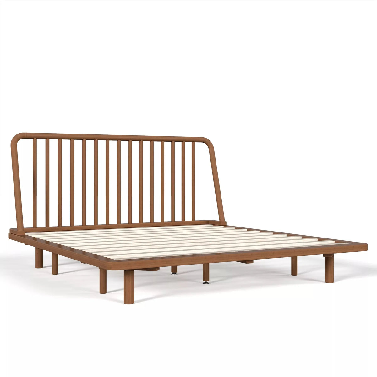 Bellemave® Bamboo Platform Bed Frame with Headboard, Slanted Slat Design and Support Slats - Bellemave