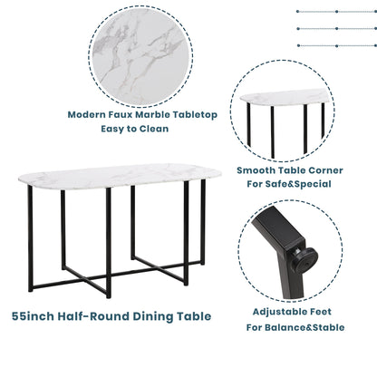 Bellemave® Dining Room Table Set with Chairs for Saving Space,55Inch Kitchen Table Set for 6, Black+White - Bellemave