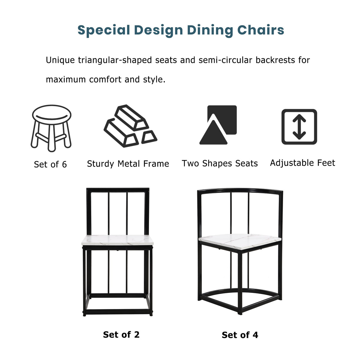 Bellemave® Dining Room Table Set with Chairs for Saving Space,55Inch Kitchen Table Set for 6, Black+White - Bellemave