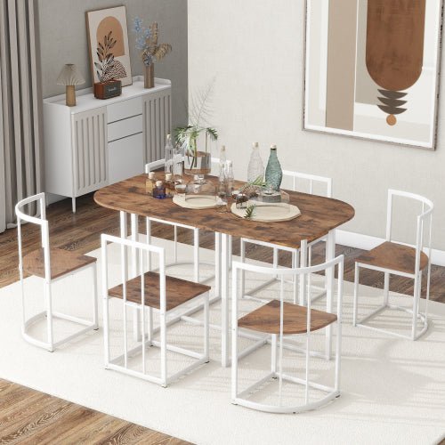 Bellemave® Dining Room Table Set with Chairs for Saving Space,55Inch Kitchen Table Set for 6, Black+White - Bellemave