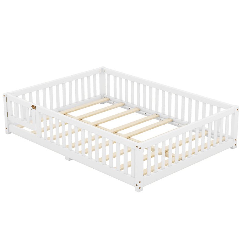 Bellemave® Full Size Montessori Floor Bed with Safety Guardrails and Door - Bellemave