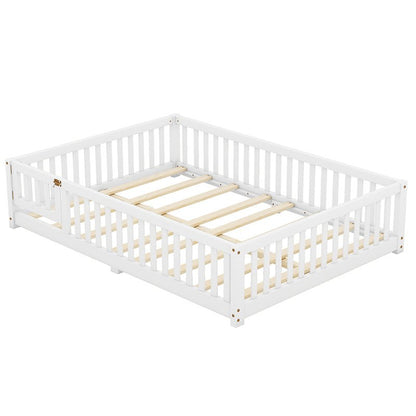 Bellemave® Full Size Montessori Floor Bed with Safety Guardrails and Door - Bellemave