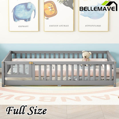 Bellemave® Full Size Montessori Floor Bed with Safety Guardrails and Door - Bellemave