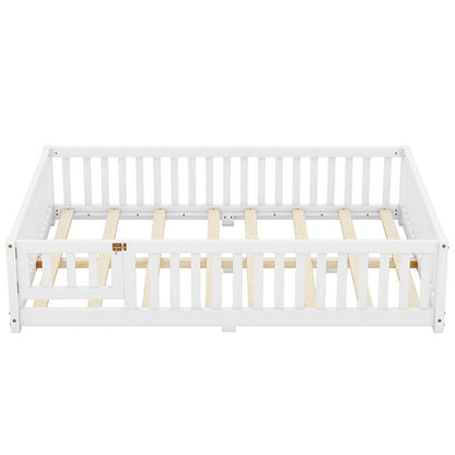 Bellemave® Full Size Montessori Floor Bed with Safety Guardrails and Door - Bellemave