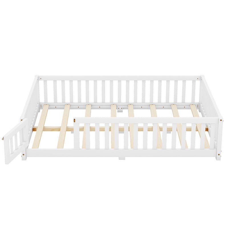 Bellemave® Full Size Montessori Floor Bed with Safety Guardrails and Door - Bellemave