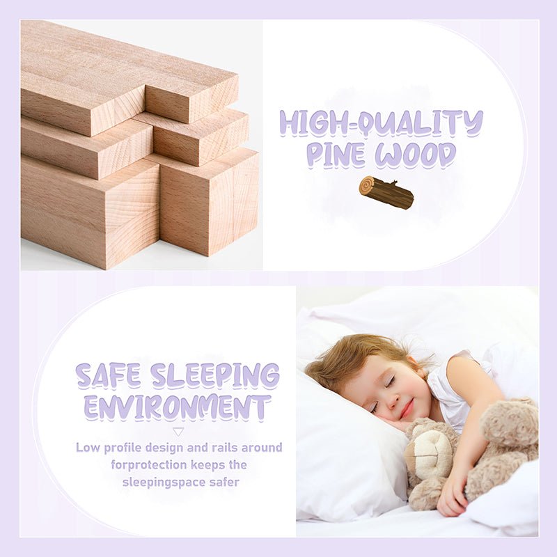 Bellemave® Full Size Montessori Floor Bed with Safety Guardrails and Door - Bellemave