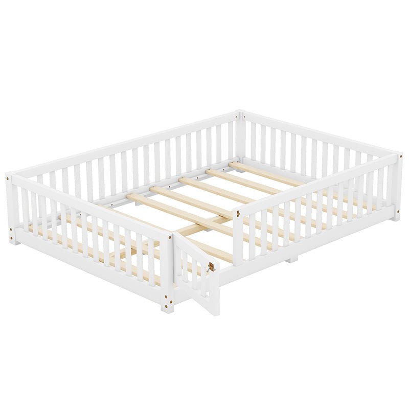 Bellemave® Full Size Montessori Floor Bed with Safety Guardrails and Door - Bellemave